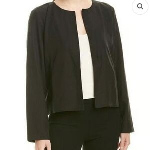 Eileen Fisher Sandwashed Tencel Black Round Neck Jacket Blazer Size Medium